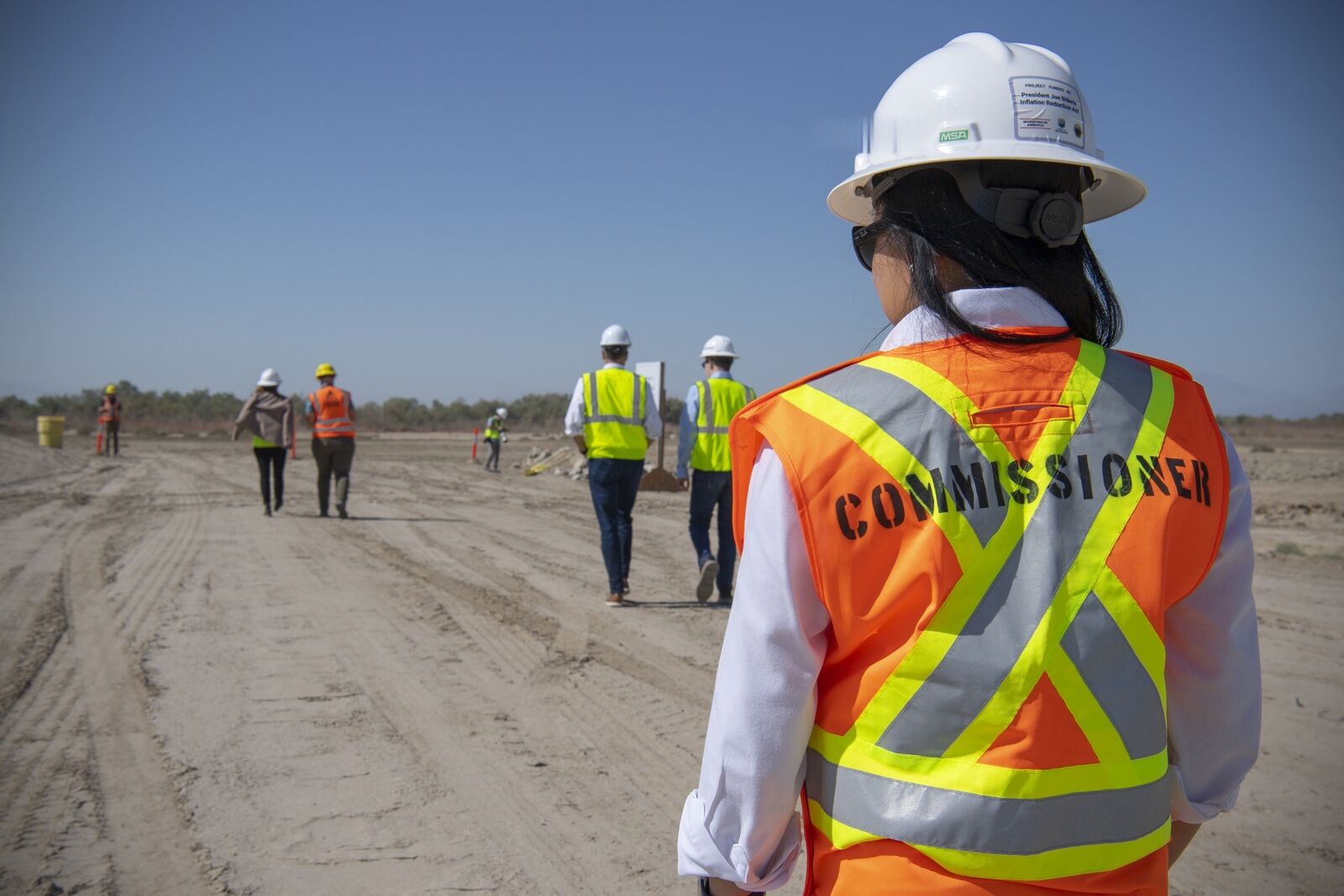 Commissioner Touton in the field wearing Bureau of Reclamation safety vest